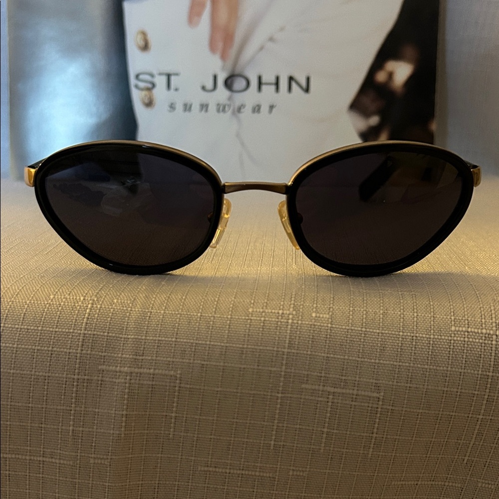 St. John Black and Gold Sunglasses. S-528 BLK - Picture 2 of 5